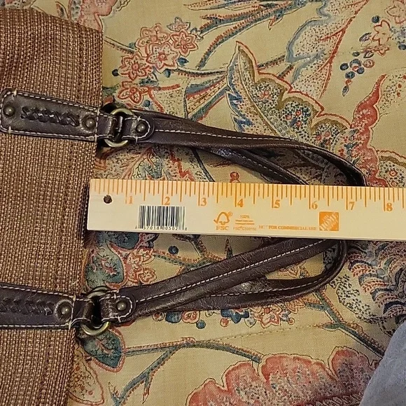 Fossil Bag Genuine Classic 1954 Vintage Bag Small Woven Brown Leather Trim - Picture 11 of 15